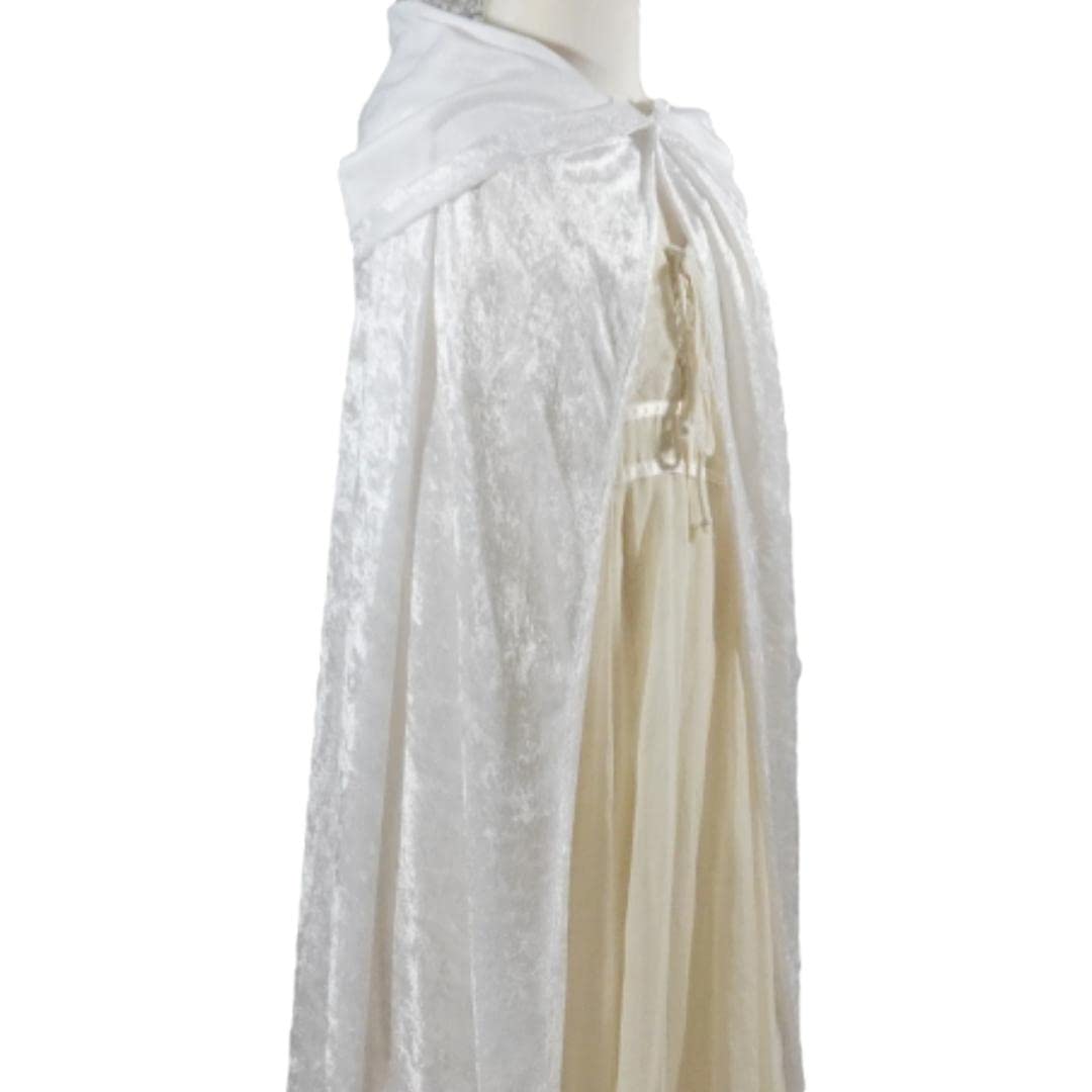 White Crushed Velvet Hooded Cape for All Ages