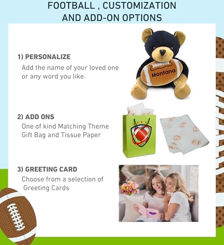 DolliBu Black Bear Plush with Football - 6 Inch Huggable