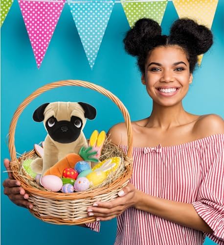 DolliBu Happy Easter Soft Plush Pug Dog with Carrot
