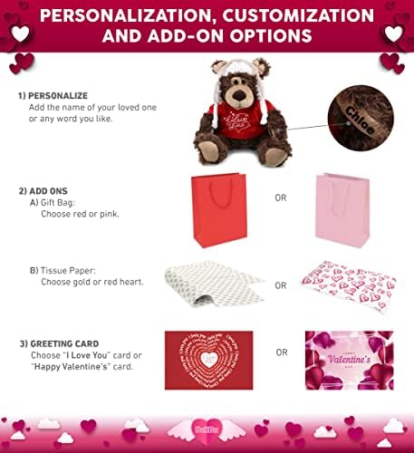 DolliBu I Love You Grizzly Bear Plush with Clothes