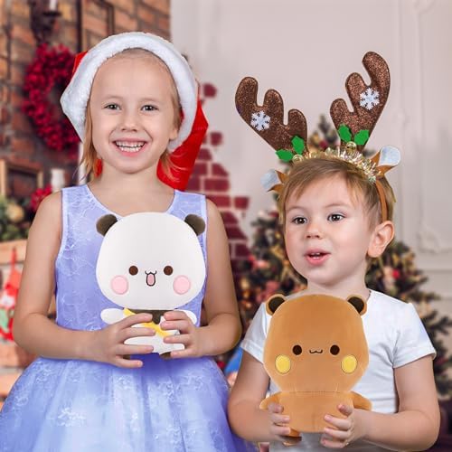 2 Pack White Bear and Brown Bear Plush Stuffed Animals