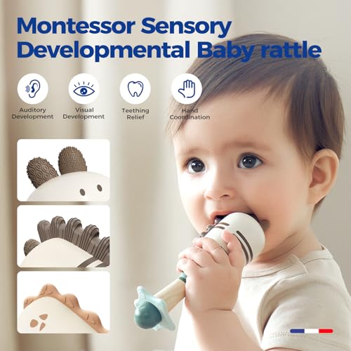 Evoceler Baby Dinosaur Rattles with Teether