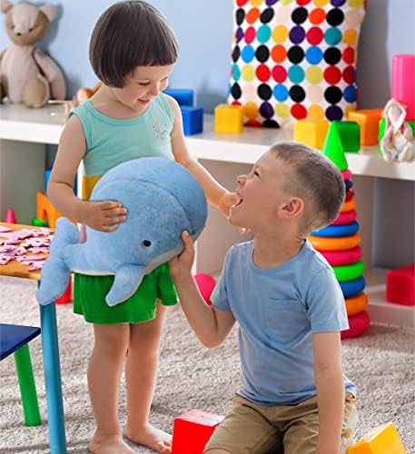 DolliBu Plush Whale Toy - Soft Blue 13 Inch Huggable Stuffed Animal