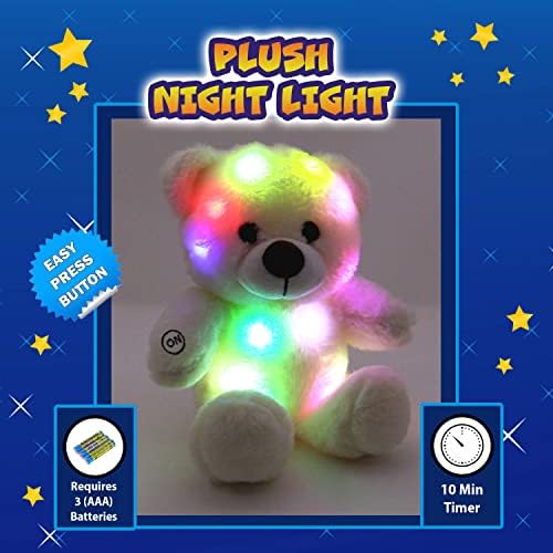 The Noodley LED Light Up Stuffed Animal Sleep Toy - 12 Inch White