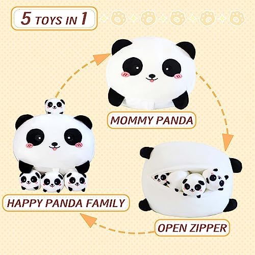 AtoBaby Cute Panda Plush Toy - 16 Inches with 4 Babies