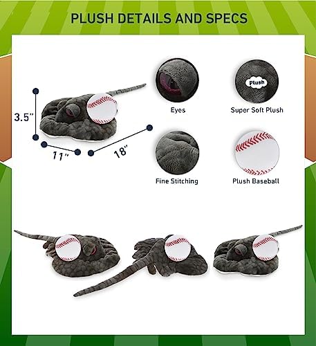 DolliBu Grey Stingray Plush with Baseball - 18 Inch 1