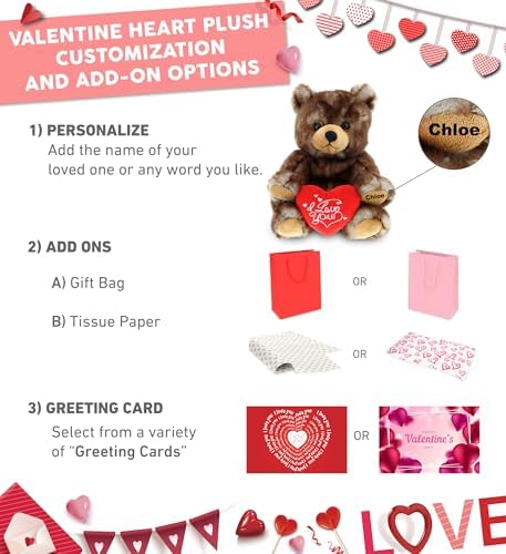 DolliBu I Love You Valentine Plush Grizzly Bear - 55 Inches
