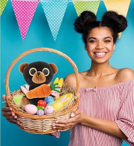 DolliBu Happy Easter Black Bear Plush Toy 8 Inches