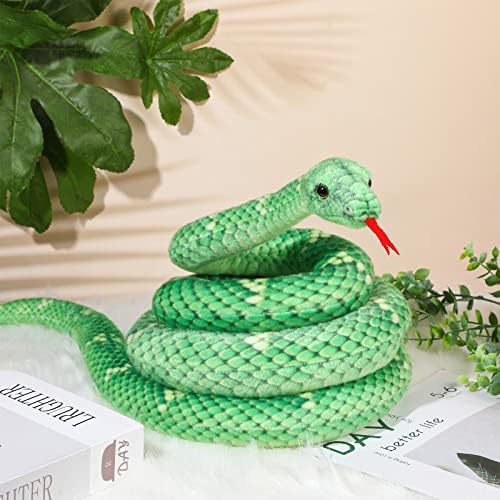 HyDren Realistic Giant Plush Snake Toy Green