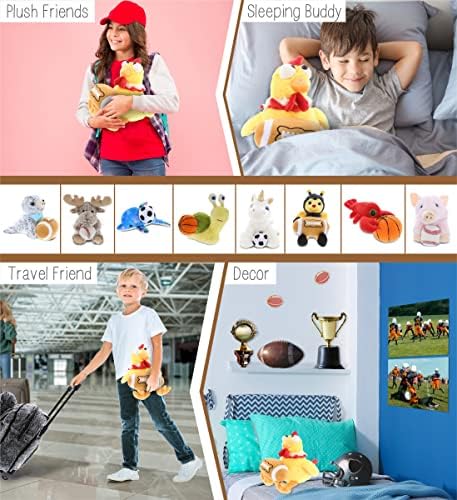 DolliBu Yellow Rooster Stuffed Animal with Football