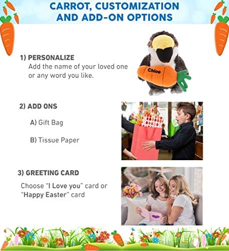 DolliBu Happy Easter Plush Toucan with Carrot - 8 Inch Stuffed Animal