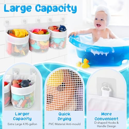 Satumho Bath Toy Storage Organizer for Tub White