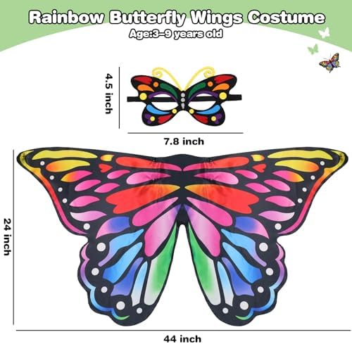 Creatoy Toddler Butterfly Costume for Girls with Rainbow Masks
