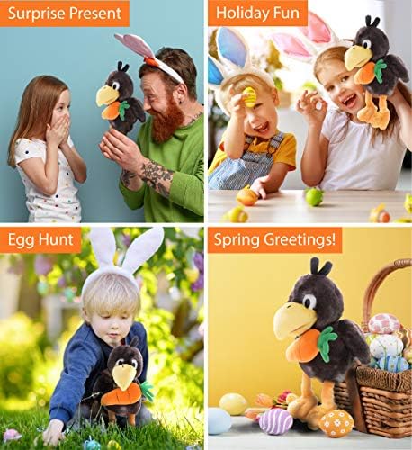 DolliBu Happy Easter Super Soft Plush Sitting Crow with Carrot