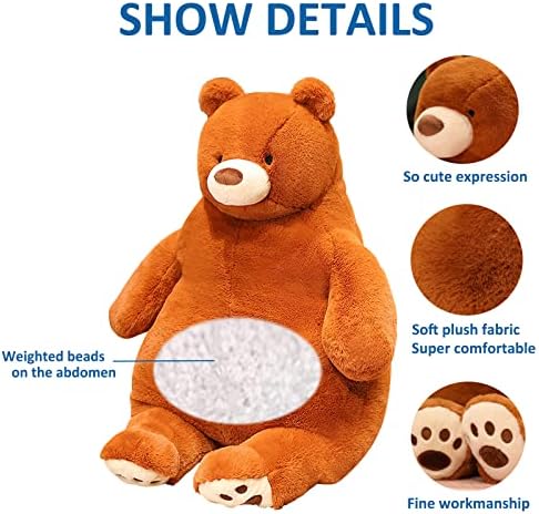 Ronivia Bear Weighted Plush Pillow 17 35 lbs Large Brown Bear Stuffed Animal