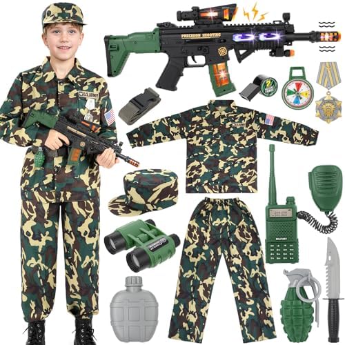 GIFTINBOX Kids Army Costume Set with Toys