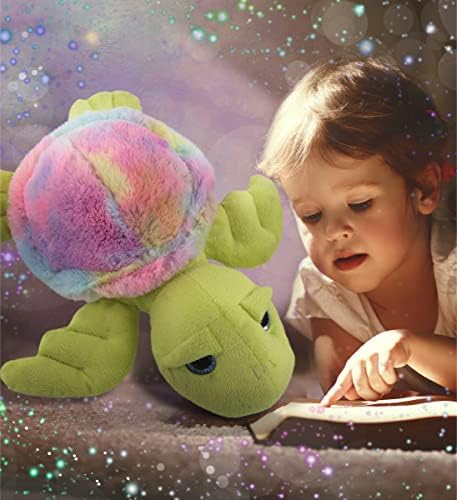 DolliBu Rainbow Green Sea Turtle Plush Toy