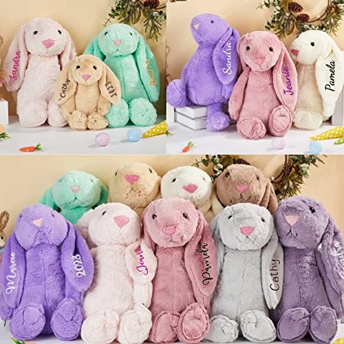 Flycalf Personalized Valentines Bunny with Embroidered Name