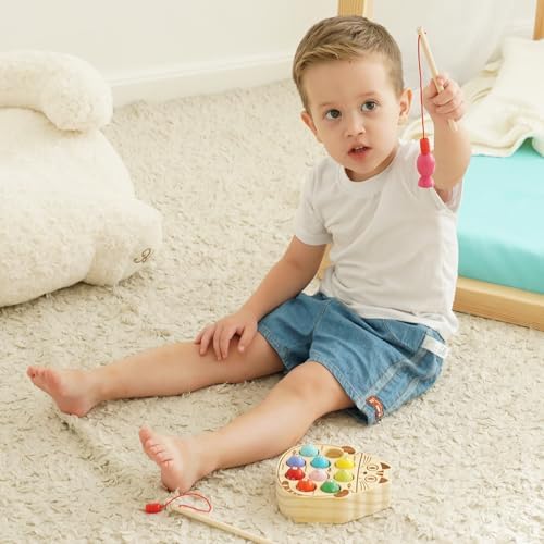 Montessori Magnetic Wooden Fishing Game for Toddlers