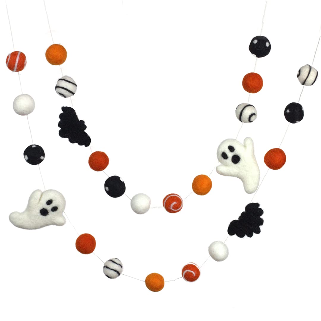 Handmade Halloween Felt Garland - 1 Balls - Ghost Bat Design
