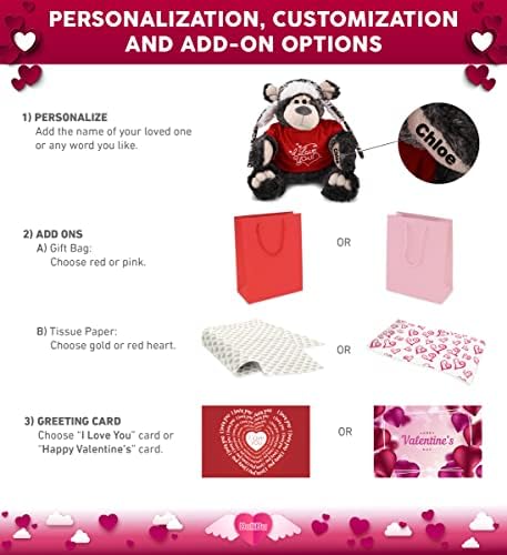 DolliBu I Love You Valentine Plush Black Bear with Clothes - 125 Inches
