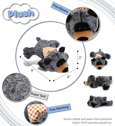 DolliBu Plush Black Bear Stuffed Animal - 9 Inches