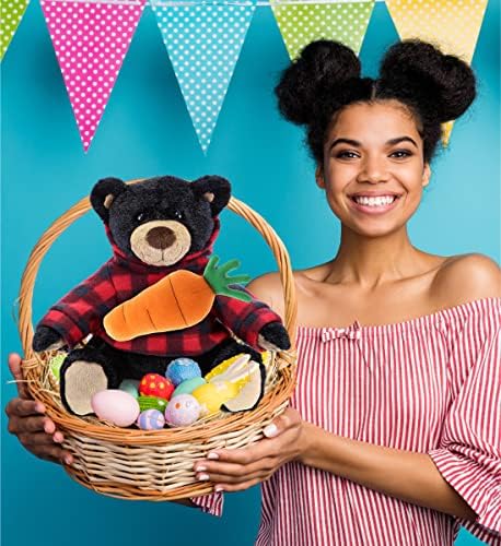 DolliBu Personalized Easter Black Bear Plush with Carrot
