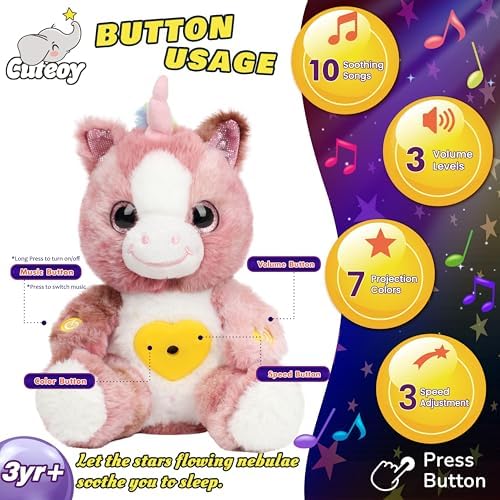 Cuteoy Plush Unicorn Star Projector Night Light