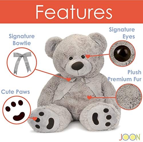 JOON Huge Teddy Bear - 38 Inches Light Gray Fluffy Faux Fur