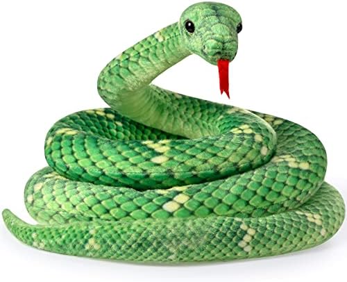 HyDren Realistic Giant Plush Snake Toy Green