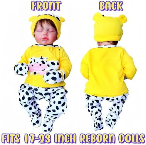 Yellow Cow Reborn Baby Doll 5pcs Outfit Set