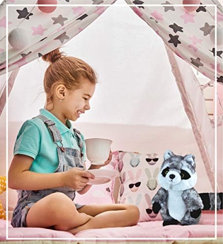 DolliBu Plush Stuffed Animal Gray Raccoon 8 Inches