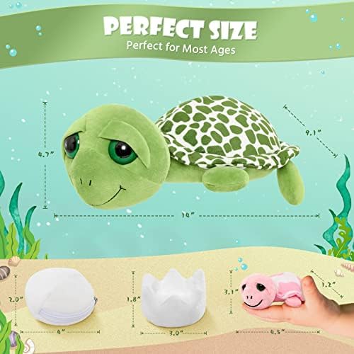 MorisMos Sea Turtle Plush Family Toy with Zipper Belly