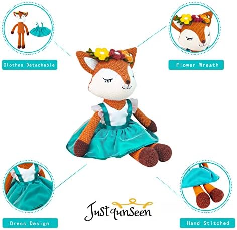 Justqunseen Cute Fox Plush Stuffed Animal Orange