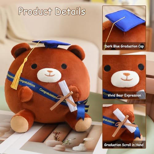 Brown Bear Plushie with Cap and Diploma 10 Inch