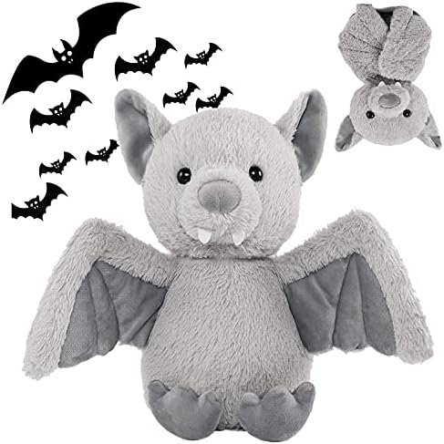 AngelGift Cuddly 11-Inch Grey Plush Bat Stuffed Animal Toy