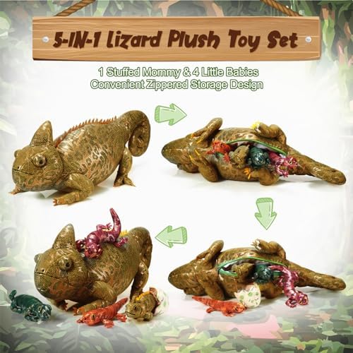 Lenwen 5 Piece Chameleon Plush Toy Set 26 Inch