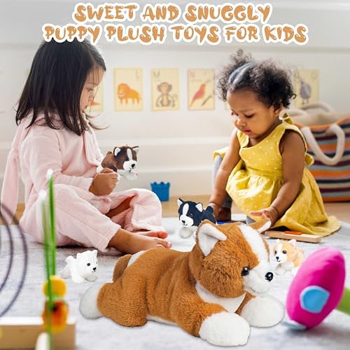 5 Pieces Dog Stuffed Animal Set with Babies
