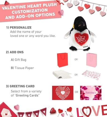 DolliBu I Love You Valentine Emperor Penguin Plush - 7 Inches