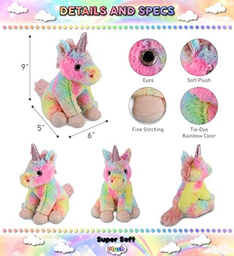 DolliBu Rainbow Unicorn Plush Toy - 9 Inch