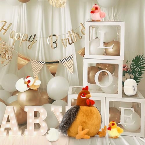 BENINY Egg Laying Hen Plush Toys with Baby Chicks and Coop