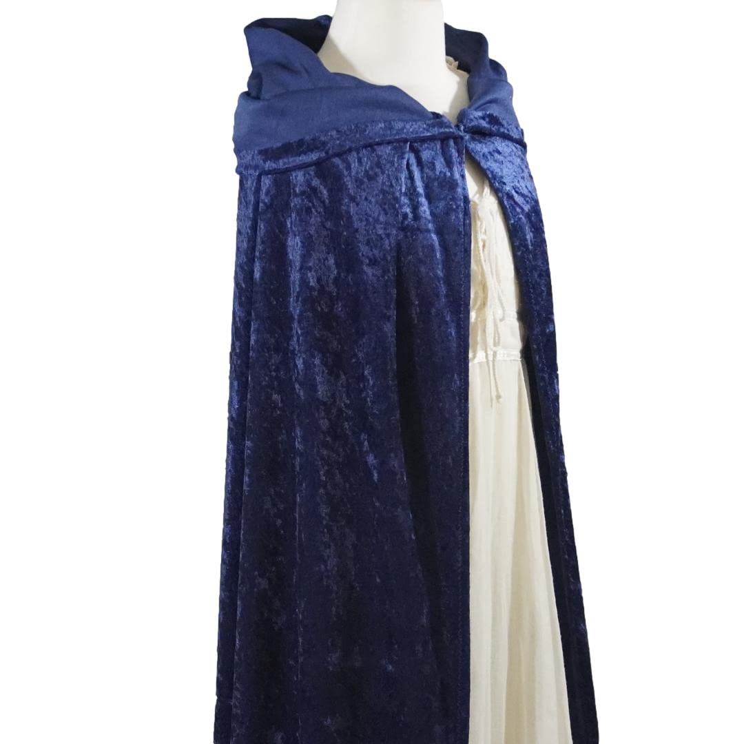 Dark Blue Navy Velvet Hooded Cape for All Ages