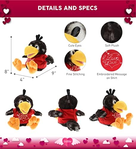 DolliBu I Love You Valentine Sitting Crow Plush Toy
