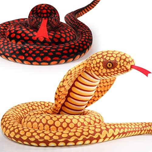 Zhanmai 2 Pcs Lifelike Cobra Plush Snake Toy