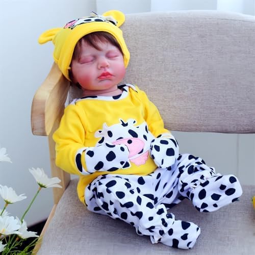 Yellow Cow Reborn Baby Doll 5pcs Outfit Set