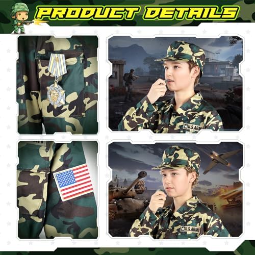 GIFTINBOX Kids Army Costume Set with Toys