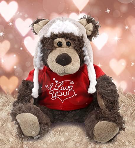 DolliBu I Love You Grizzly Bear Plush with Clothes
