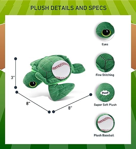 DolliBu Big-Eye Sea Turtle Plush with Baseball