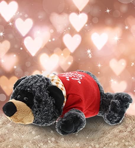 DolliBu I Love You Valentine Lying Black Bear Plush - 9 Inches