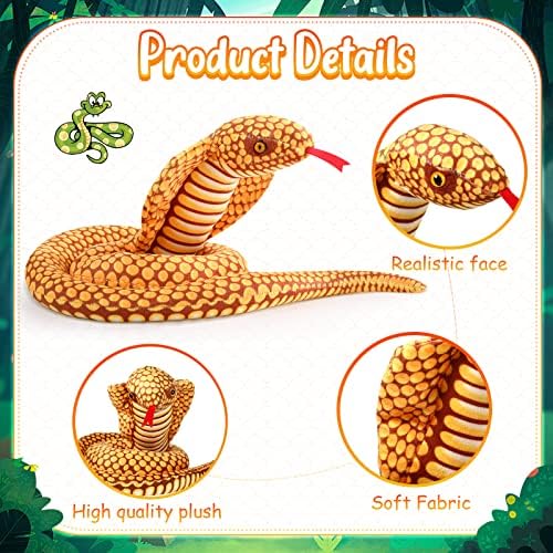 Zhanmai 2 Pcs Lifelike Cobra Plush Snake Toy